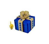 The Annoying Present Prank Box - Hilarious Screw Challenge with Middle Finger Surprise, Annoying Gift Box with Screws, Prank Gift Boxs, 3D Printed Annoying Gifts Boxs Ornaments (Blue Box + Gold Bow)