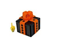 The Annoying Present Prank Box - Hilarious Screw Challenge with Middle Finger Surprise, Annoying Gift Box with Screws, Prank Gift Boxs, 3D Printed Boxs Ornaments (Black Box + Orange Bow)