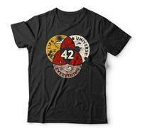 The Answer is 42 Unisex T-Shirt - Funny Sci-Fi Hitchhiker's Guide Colour Tee - 5XL Black