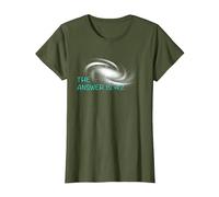 The Answer is 42 Universe Galaxy Solar System Science T-Shirt, Women, Olive Green, Large