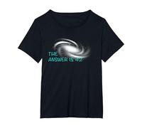 The Answer is 42 Universe Galaxy Solar System Science T-Shirt, Women's Plus, Black, 4X