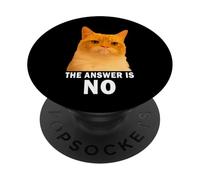 The Answer is No Funny Grumpy Orange Cat Meme Weird Cat Face PopSockets Adhesive PopGrip