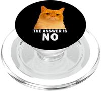 The Answer is No Funny Grumpy Orange Cat Meme Weird Cat Face PopSockets PopGrip for MagSafe