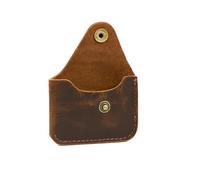 The Antiq Brown Leather Card Holder Minimalist Wallet Handmade - Slim Credit Card Case with Button Closure - Compact Leather Card Case Holds Up to 4 Cards - Front Pocket Wallet Dust Brown 4x3 inches