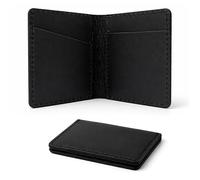 The Antiq Leather Credit Card Holder Bifold Slim Wallet Vintage Full Grain Leather Card Holder Minimalist Compact Wallet Holds 4 Cards and Cash Gift for Him and Her- Black