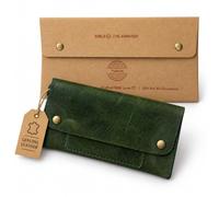 The Antiq Leather Currency Pouch, Currency Organiser, Dollar Bills Holder, Bills Organizer, Money Envelope with Mobile Pocket, Money Bag For Men and Women, Green Leather Currency Pouch, Standard