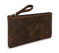 The Antiq Leather Pencil Case Zip Pouch Slim Leather Pen & Pencil Holder Multipurpose Organiser Currency Pouch Travel Case Brown 8x4 Inch