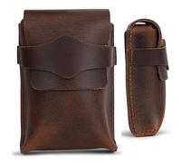 The Antiq Leather Playing Card Case Holder Handmade Vintage Brown Genuine Leather Deck Box Travel Storage Pouch with Strap Closure for Poker Bridge Cards 2.75 x 4.75 Inch