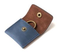 The Antiq Leather Pouch Wedding Engagement Ring Holder for Men & Women - Handcrafted Leather Ring Case Bridal Jewellery Storage Blue 2.3x2.3 inches