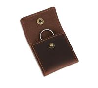 The Antiq Leather Ring Pouch, Leather Jewelry Holder, Wedding Case Full Grain Pouch for Engagement Handcrafted Bridal Jewellery Storage, Guitar Picks Camera SD Card Holder Brown 2.3 x 2.3 inches