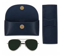 The Antiq Leather Sunglasses Case Genuine Eyeglass Holder Reading Glasses Protector Vintage Eyewear Storage for Men and Women, Blue Leather Sunglass Cases, Standard sunglasses