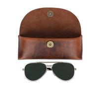 The Antiq Leather Sunglasses Case Slim Eyewear Pouch with Button Closure Soft Leather Glasses Holder Travel Spectacle Case Tan 7x3 Inch