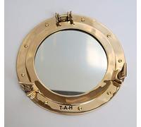 THE ANTIQUE HOUSE 12" Brass Finish Porthole Nautical Maritime Ship Boat Wall Mirror Home Decor