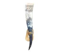 THE ANTIQUE HOUSE African Viking Drinking Horn Mug with Engraving & Stand Food Safe Mug Wine Mead Beer Horn Mug