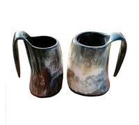 THE ANTIQUE HOUSE Set of 2 Short Whiskey Vodka Glass Viking Drinking Horn Mug 3 Inches 130 to 180 ml for Beer Mead Wine Vintage Style Beer Cup Birthday Gift