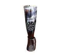 THE ANTIQUE HOUSE Vintage Game of Throness Stark Viking Drinking Horn Mug Cup with Stand for Beer Wine Mead