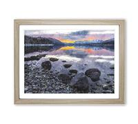 The Apgar Mountains In Montana Painting Modern Art Framed Wall Art Print, Ready to Hang Picture for Living Room Bedroom Home Office Décor, Oak A4 (34 x 25 cm)
