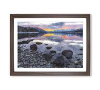 The Apgar Mountains In Montana Painting Modern Art Framed Wall Art Print, Ready to Hang Picture for Living Room Bedroom Home Office Décor, Walnut A4 (34 x 25 cm)