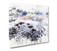 The Apgar Mountains in Montana Watercolour Modern Canvas Wall Art Print Ready to Hang, Framed Picture for Living Room Bedroom Home Office Décor, 14x14 Inch (35x35 cm)