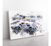 The Apgar Mountains In Montana Watercolour Modern Canvas Wall Art Print Ready to Hang, Framed Picture for Living Room Bedroom Home Office Décor, 60x40 cm (24x16 Inch)