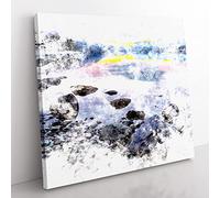 The Apgar Mountains in Montana Watercolour Modern Canvas Wall Art Print Ready to Hang, Framed Picture for Living Room Bedroom Home Office Décor, 50x50 cm (20x20 Inch)