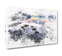 The Apgar Mountains In Montana Watercolour Modern Canvas Wall Art Print Ready to Hang, Framed Picture for Living Room Bedroom Home Office Décor, 24x16 Inch (60x40 cm)