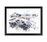 The Apgar Mountains In Montana Watercolour Modern Framed Print | A3 Black Framed Wall Art | Ready to Hang | Modern Landscape Picture | Living Room Bedroom Lounge Office