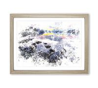 The Apgar Mountains In Montana Watercolour Modern Framed Wall Art Print, Ready to Hang Picture for Living Room Bedroom Home Office Décor, Oak A2 (64 x 46 cm)
