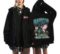 The Apothecary Diaries Anime Zip-Up Hoodie, Black, Oversized, Unisex, American Vintage Style (Black 1,S)