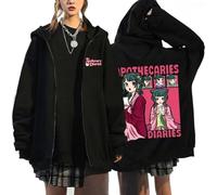 The Apothecary Diaries Anime Zip-Up Hoodie, Black, Oversized, Unisex, American Vintage Style (Black 2,XS)