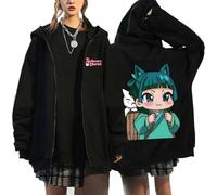 The Apothecary Diaries Anime Zip-Up Hoodie, Black, Oversized, Unisex, American Vintage Style (Black 4,L)
