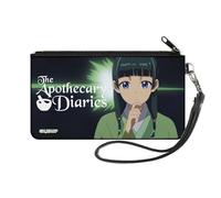 The Apothercary Diaries Wallet, Zip Pouch, Apothecary Diaries Maomao Thinking Pose and Logo Black Greens, Canvas