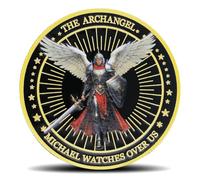 The Archangel Challenge Coin Michael Watches Over Us Coins - Psalm 91:10-11 Inspirational Religious Collectible Gift