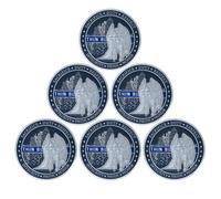 The Archangel Michael Challenge Coin Thin Blue Line Police Officers Coin (Pack of 6)