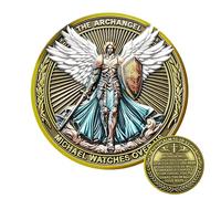 The Archangel Michael Watches Over Us Psalm 91:10-11 Challenge Coin, Valentine Easter Bithday Inspirational Gifts for Him Her Friends Christmas Stocking Stuffers
