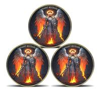 The Archangel Saint Michael Challenge Coin - Psalm 91:10-11 Inspirational Gift for Spiritual Protection & Faith (Pack of 3)