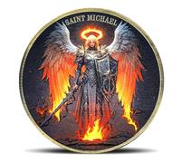 The Archangel Saint Michael Challenge Coin - Psalm 91:10-11 Inspirational Gift for Spiritual Protection & Faith (Single Coin)