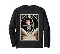 The Archer Archery Bow and Arrow Tarot Card Skeleton Witchy Long Sleeve T-Shirt