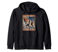 The Arctic Purrforce - Classic Christmas Cats Sleigh Ride Zip Hoodie