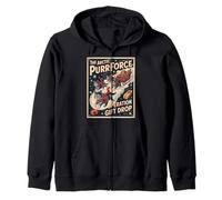 The Arctic Purrforce - Vintage Christmas Cats Sleigh Ride Zip Hoodie