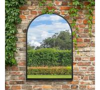 The Arcus - Black Metal Framed Arched Garden Wall Mirror 39" X 27" (100CM X 70CM). Suitable for Outside and Inside!