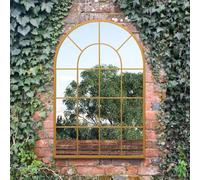 The Arcus - Gold Framed Arched Window Garden Mirror 47"x31" 120x80CM. Suitable for Outside and Inside!