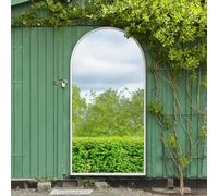 The Arcus - White Framed Arched Garden Wall Mirror 71" X 35" (180CM X 90CM)
