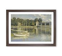 The Argenteuil Bridge by Claude Monet Framed Print | A2 Walnut Framed Wall Art | Ready to Hang | Modern Cityscape Picture | Living Room Bedroom Lounge Office