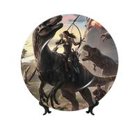 The Ark Survival Evolution Bone China Decorative Plate with Stand and Hook Ceramic Dinner Plates Art Porcelain Plate for Home Office Wall Decor Collections 10in