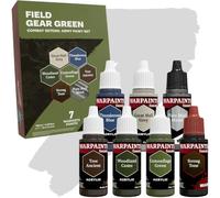 The Army Painter, Combat Se7ens: Field Gear Green, 7 x 18 ml Warpaints Fanatic: 5 Acrylic, 1 Wash, 1 Metallic, Perfect for Miniature Quality Hobby Paints for DnD & Warhammer Figures