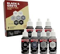 The Army Painter, Flexible Triad PLUS+ Black & Greys, 7x18ml Acrylic Paints | Paint Set, Incl. 6 x Warpaints Fanatic & 1 John Blanche Acrylics Model Paint, Miniature Painting for Dnd & Warhammer