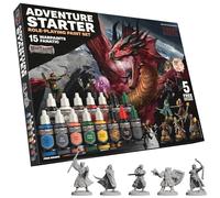 The Army Painter, GameMaster: Adventure Starter Role-playing Paint Set, 15 x 18ml Warpaints Fanatic Acrylic paints, incl. a Brush-On Primer, 5 FREE Miniatures & 1 Brush - For Warhammer & Dnd