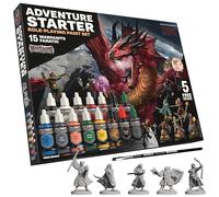 The Army Painter, GameMaster: Adventure Starter Role-playing Paint Set Combo, 15 x 18ml Warpaints Fanatic Acrylic paints, incl. a Brush-On Primer, 5 FREE Miniatures & 2 Brushes - For Warhammer & Dnd