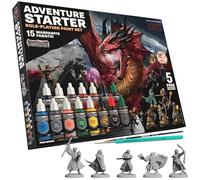 The Army Painter, GameMaster: Adventure Starter Role-playing Paint Set Combo, 15 x 18ml Warpaints Fanatic Acrylic paints, incl. a Brush-On Primer, 5 FREE Miniatures & 2 Brushes - For Warhammer & Dnd